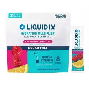 Liquid I.V. Hydration Multiplier, 30 Stick Raspberry Lemonade New Open Bag